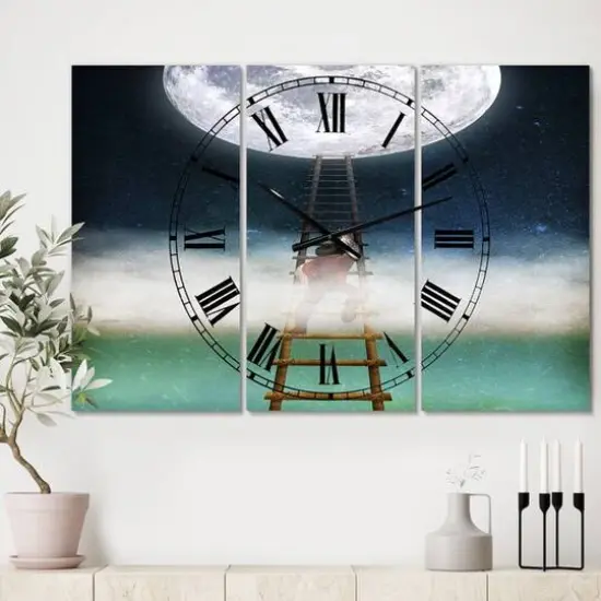 Designart Reach for the Moon Modern Multipanel Wall Clock {4}