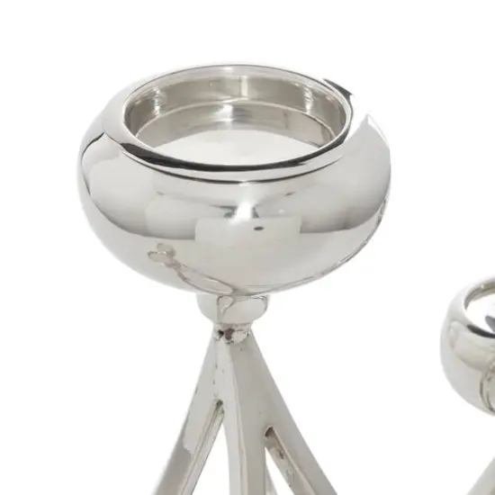 Silver Stainless Steel Candlestick Holders, 15x28x5" {7}