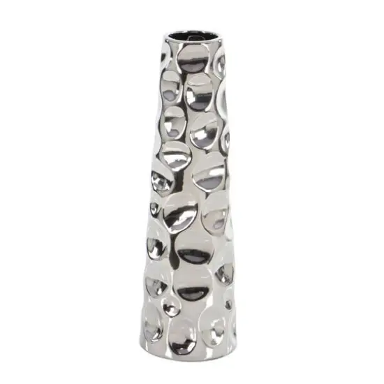 Silver Ceramic Glam Vase, 20" x 6" x 6" {3}