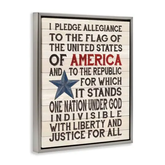 Stupell Industries Pledge of Allegiance Patriotic Floater Framed Art Gray {4}