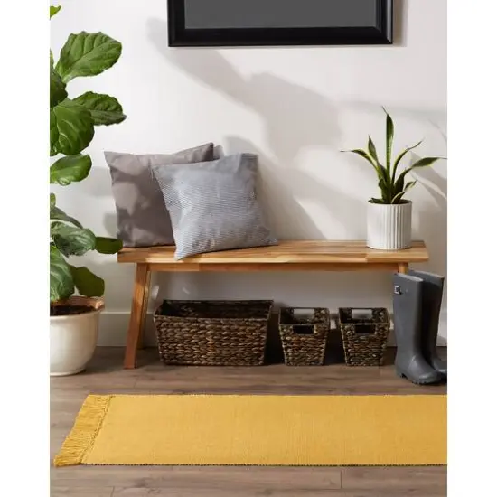 DII&reg; 2-Tone Ribbed Rug, 2.5ft. x 6ft. Honey Gold/Off White {6}