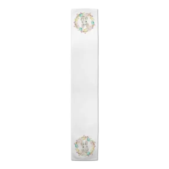 Easter Bunny Wreath 16" x 72" Poly Twill Table Runner {4}