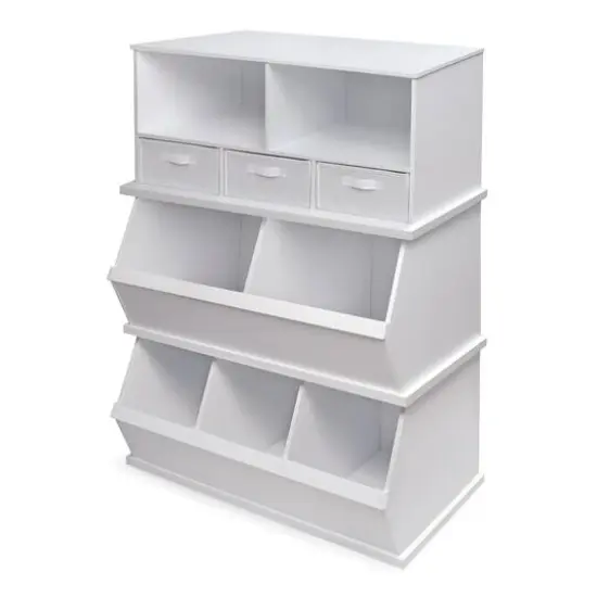 Badger Basket 3 Bin Stackable Storage Cubby White {5}