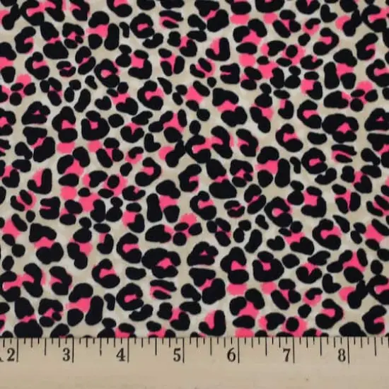 Fabric Merchants Pink Leopard Print Double Brushed Stretch Fabric {3}