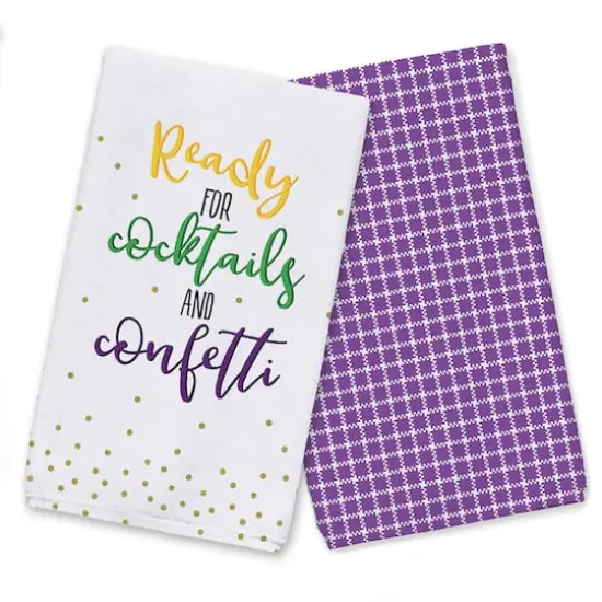 Cocktails & Confetti Mardi Gras Tea Towel Set {1}