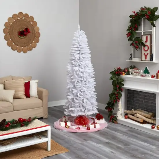 7ft. Unlit Slim White Artificial Christmas Tree {6}