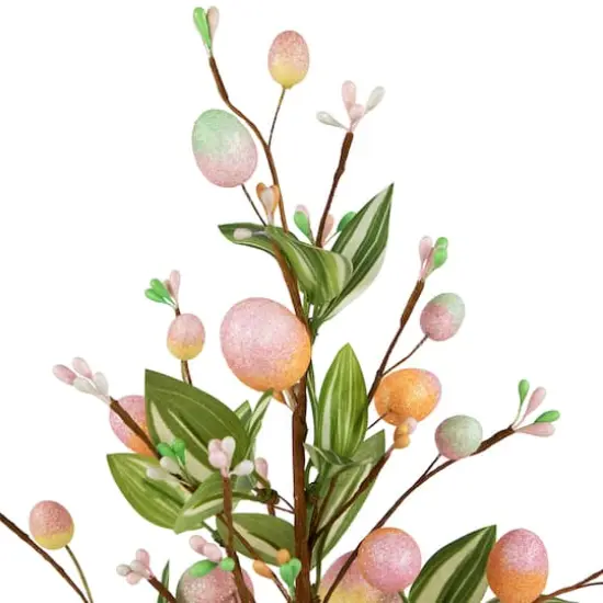 18" Pink Artificial Potted Twig Tree with Easter Eggs {7}