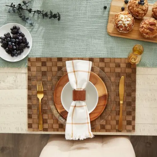 DII&reg; Reversible Basket Weave Woven Placemats, 4ct. Leather Brown {6}