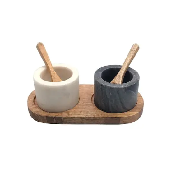 Marble Bowls with Mango Wood Tray & Spoons Set by Ashland&reg; {1}