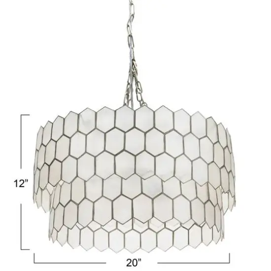 Hello Honey&reg; Capiz 2-Tier Honeycomb Chandelier Matte Silver {13}