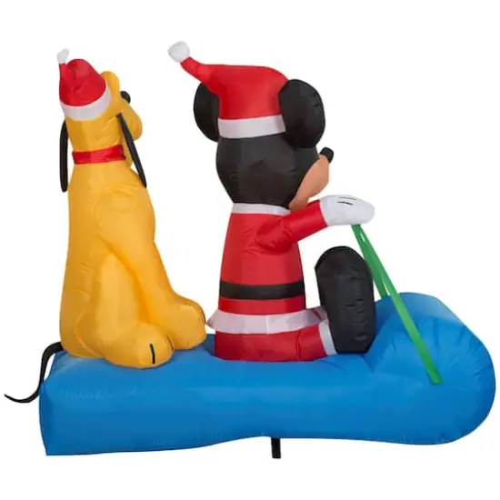 4.5ft. Airblown&reg; Inflatable Christmas Mickey Mouse & Pluto on Sled {3}
