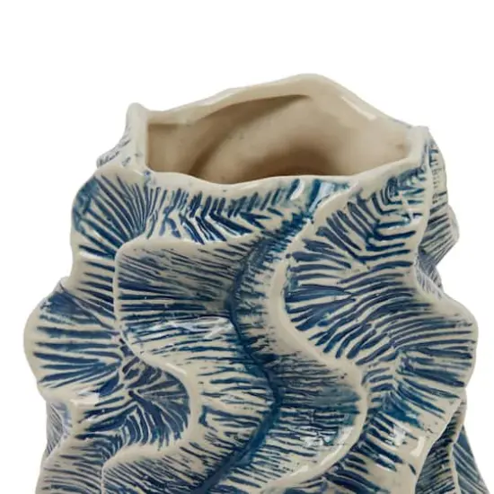 Hello Honey&reg; Bloomingville 7.5" Blue & Ivory Organically Shaped Stoneware Vase {4}