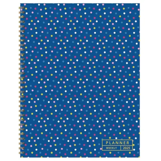 TF Publishing 2025 Large Cobalt Dots Weekly Monthly Spiral Planner {1}