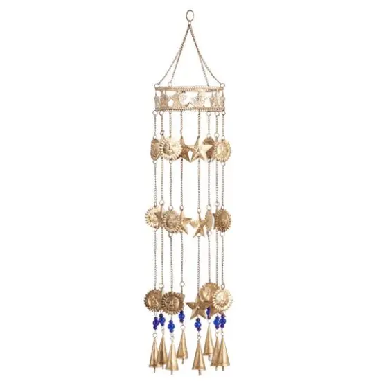 32" Gold Metal Traditional Sun & Stars Wind Chime {1}