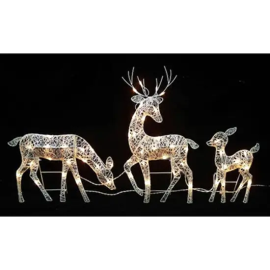 White Glittered Doe, Fawn & Reindeer Lighted Christmas Decoration {5}
