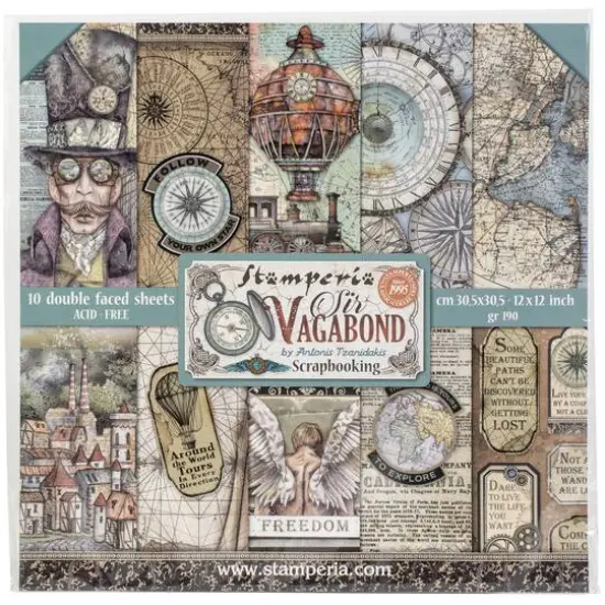 Stamperia Sir Vagabond Double-Sided Paper Pad, 12'' x 12'' {1}