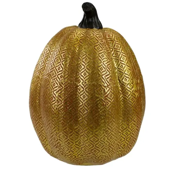 Orange & Gold Diamond Patterned Halloween Pumpkin Tabletop Decoration {5}