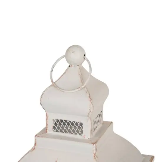 Glitzhome&reg; White Farmhouse Wood & Metal Lantern Set {7}