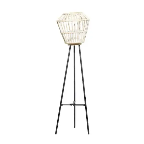 White Metal Natural Lantern, 40" x 11" x 11" {1}