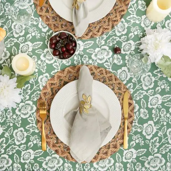 Artichoke GreenFloral Print Outdoor Tablecloth, 60" x 84" {6}