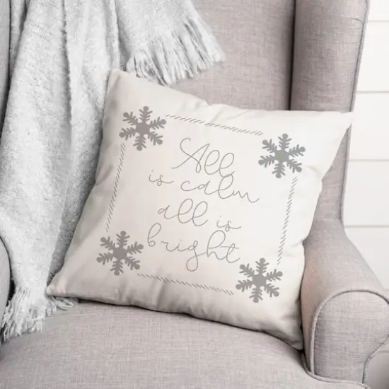 All is Calm All is Bright Snowflakes 18x18 Throw Pillow {3}