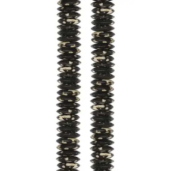 Brown & White Spotted Bone Rondelle Beads by Bead Landing&reg; {1}