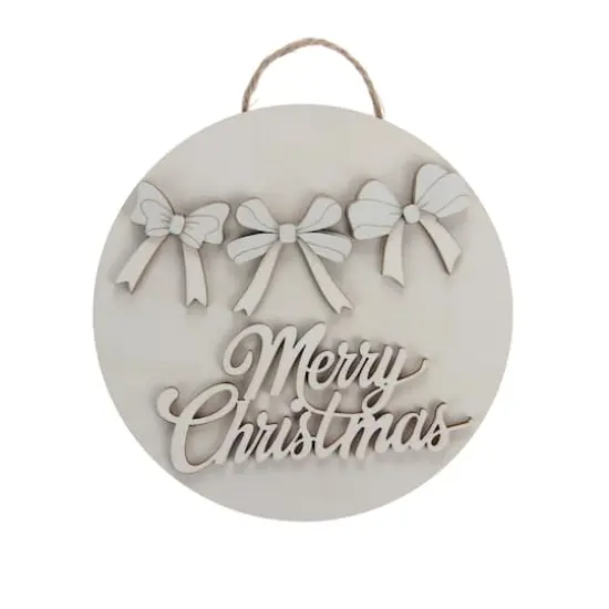 6" Merry Christmas Bows Plaque DIY Wood D&eacute;cor Kit by Make Market&reg; {1}