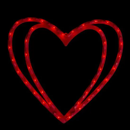 17" Pre-Lit Scarlet Red Double Heart Valentine's Day Window Silhouette Decoration {1}