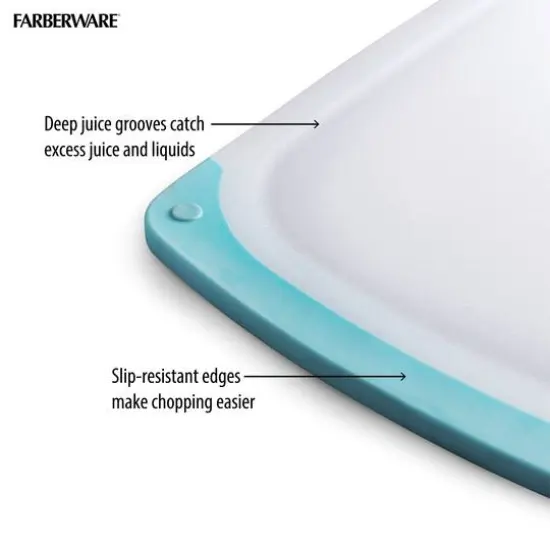 Farberware Non-Slip Plastic Cutting Board Set Aqua {5}