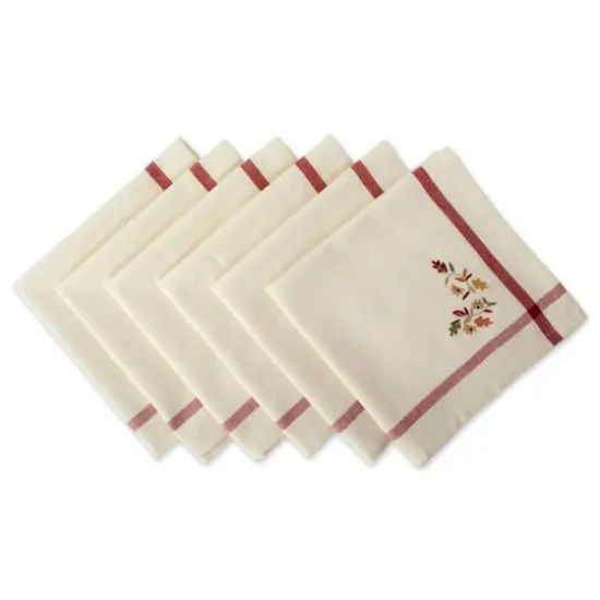 DII&reg; Natural Embroidered Fall Leaves Bordered Napkins, 6ct. {1}