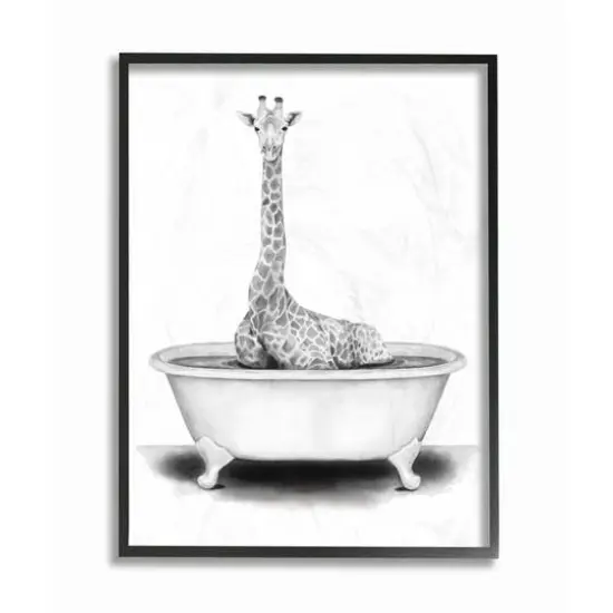 Stupell Industries Giraffe in a Tub with Black Frame Wall Accent {1}