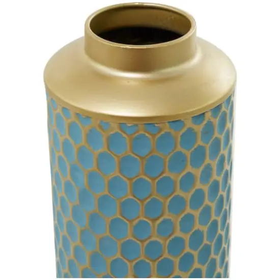 Light Blue Metal Glam Vase, Set of 2 {4}