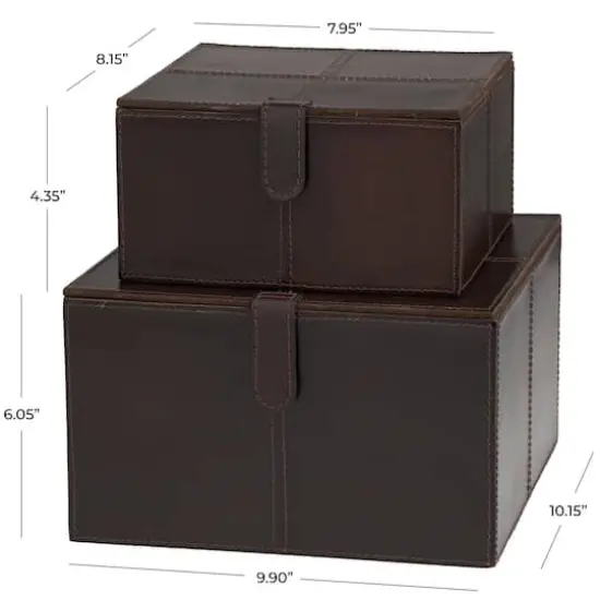 Dark Brown Leather Storage Box Set {6}