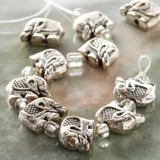 Silver Metal Elephant Beads, 12mm by Bead Landing&trade; {3}