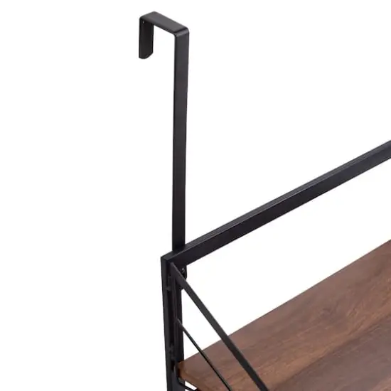 Honey Can Do 31" Black & Walnut Collapsible Wall-Mounted Clothes Drying Rack with Shelf {11}