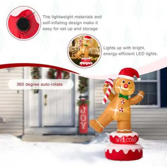 Glitzhome&reg; 6ft. Lighted Inflatable Rotating Gingerbread Man D&eacute;cor {5}
