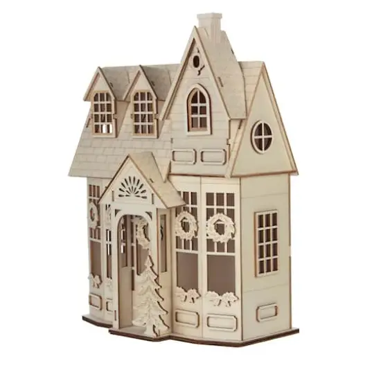 12.25" Unfinished Village House DIY LED Wood D&eacute;cor by Make Market&reg; {4}