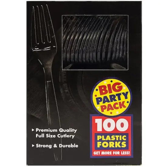 JAM Paper Premium Plastic Forks, 100ct. Black {3}