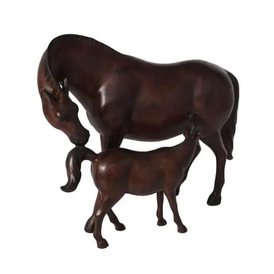 Dark Brown Horse Mom & Baby Sculpture  {4}