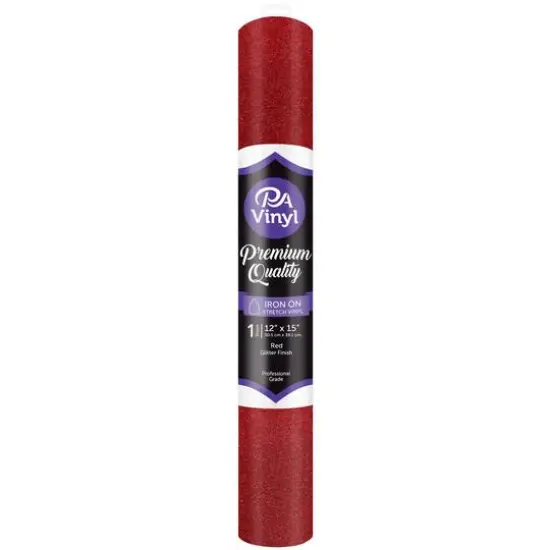PA Vinyl Glitter Iron On Stretch Vinyl Red {1}