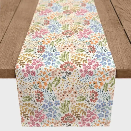 Bright Multi Floral 16" x 90" Cotton Twill Runner {1}