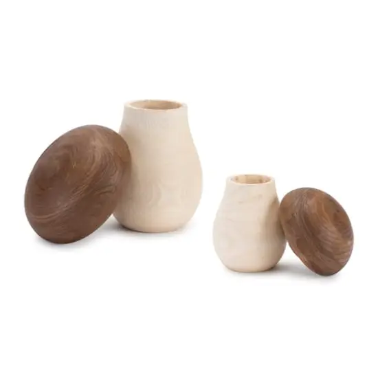 Wood Mushroom Box D&eacute;cor Set {4}