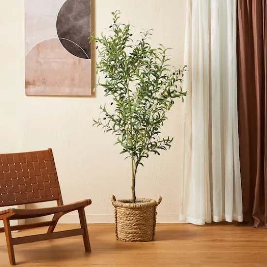 Glitzhome&reg; 6ft. Potted Faux Olive Tree {5}