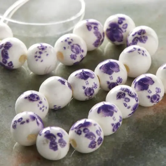 Amethyst Flower Ceramic Round Beads, 8mm by Bead Landing&trade; {3}