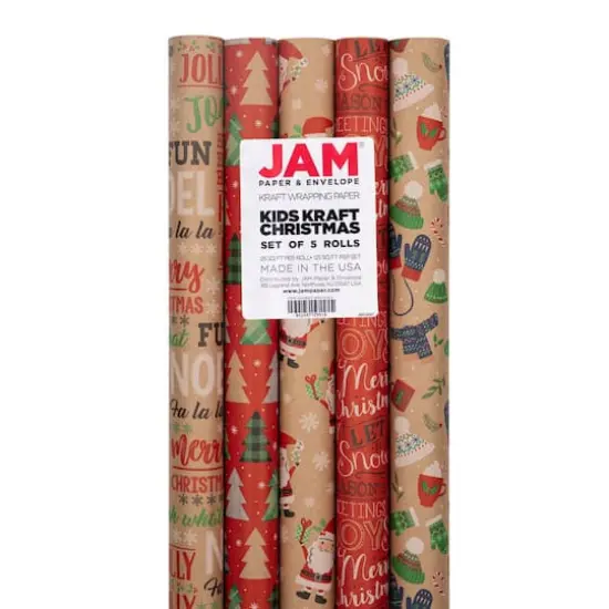 JAM Paper Kids Kraft Christmas Gift Wrap Set, 5ct. {3}