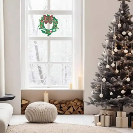 8" Peppermint Plaid Wreath Diamond Art Kit by Make Market® {4}