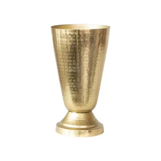 Hello Honey&reg; 11" Gold Round Hammered Metal Vase {4}