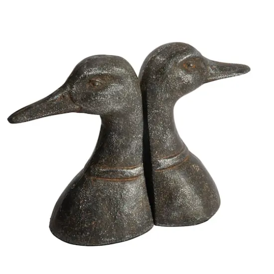 Hello Honey&reg; 5.8" Black Iron Duck Bookends Set {1}