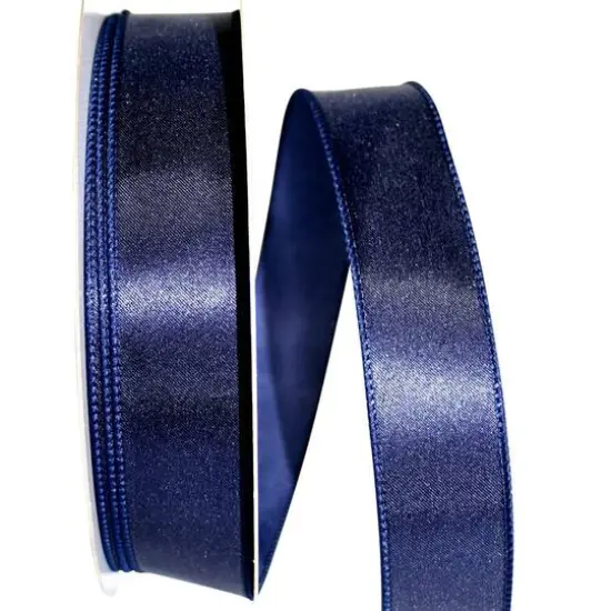JAM Paper 1.5" x 50yd. Satin Value Wired Ribbon Navy {1}