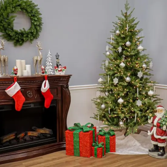 6.5ft. Pre-Lit Feel-Real&reg; Nordic Spruce&reg; Slim Artificial Christmas Tree, Clear Lights {5}